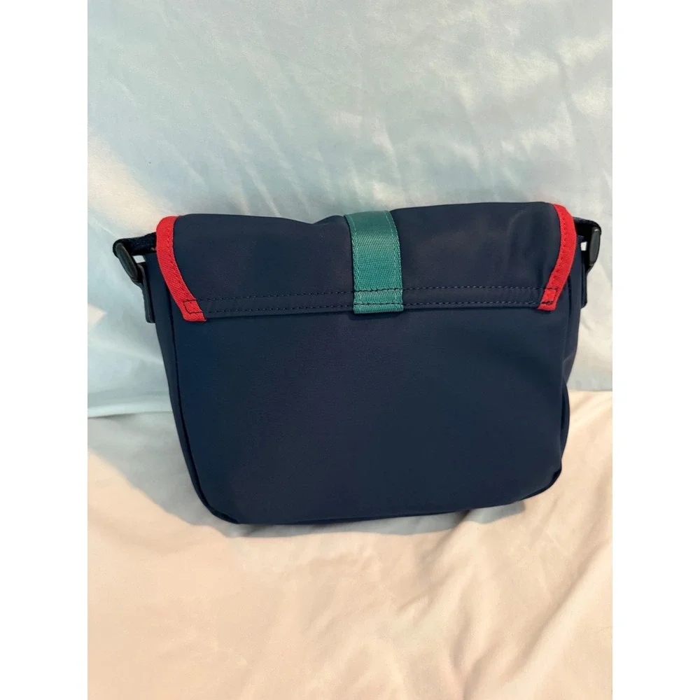 Tommy Hilfiger Navy Blue Nylon Crossbody Messenger Bag Colorblock Buckle Strap